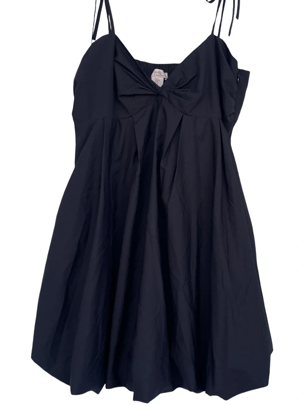 Camila Coelho Black Mini Dress with Front Knot & Tie Straps